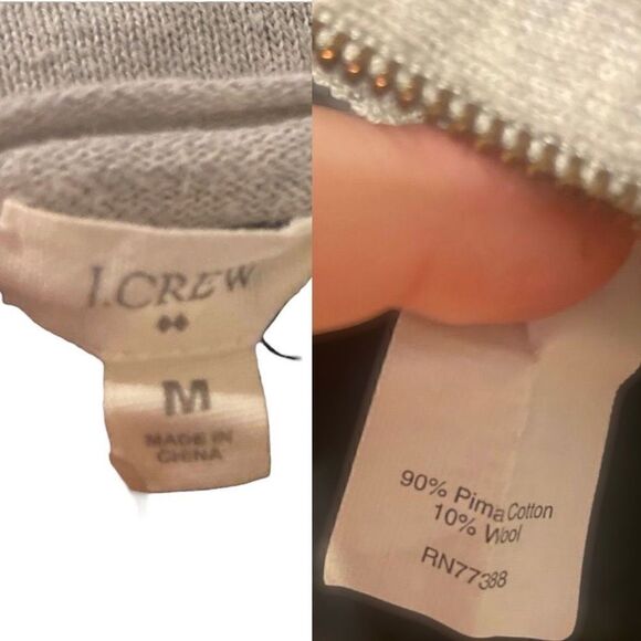 J Crew Pima Cotton Gold Zipper Pocket Cardigan Sweater Teal Blue SZ M. - Picture 7 of 8